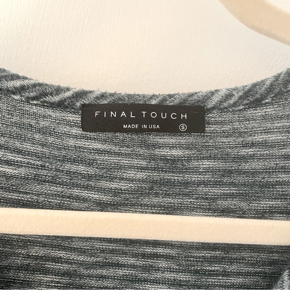 FINAL TOUCH green stripe long sleeve, button down, v-neck shirt - Picture 2 of 5
